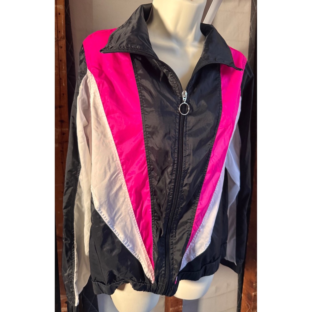 Balera Womens Colorblock Windbreaker Jacket Black Pink White Size SA